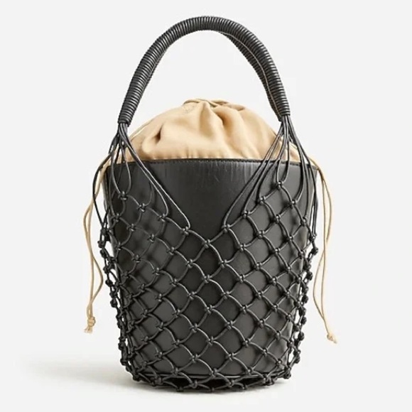 J. Crew Bags Jcrew Sedona Basket Bag In Leather Bj726 Black Bucket Poshmark